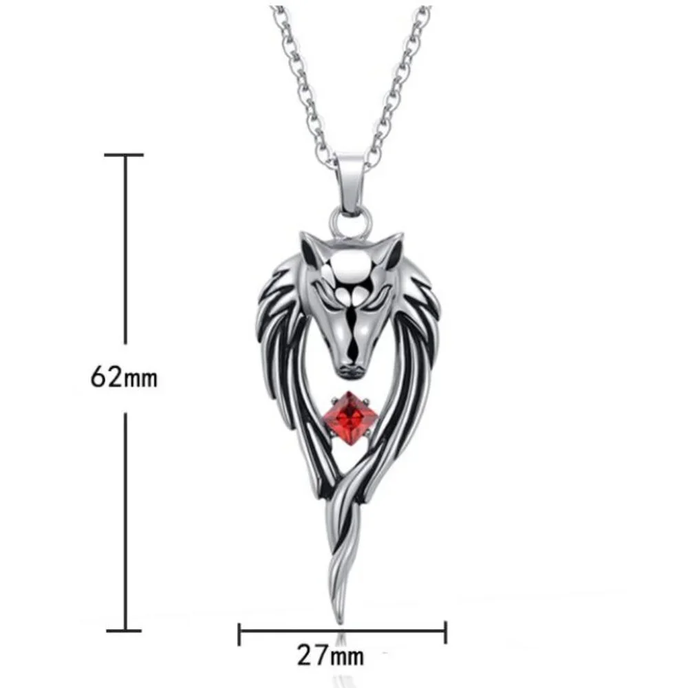 ❤️Retro domineering crystal wolf head pendant necklace for women/men, N90201P159